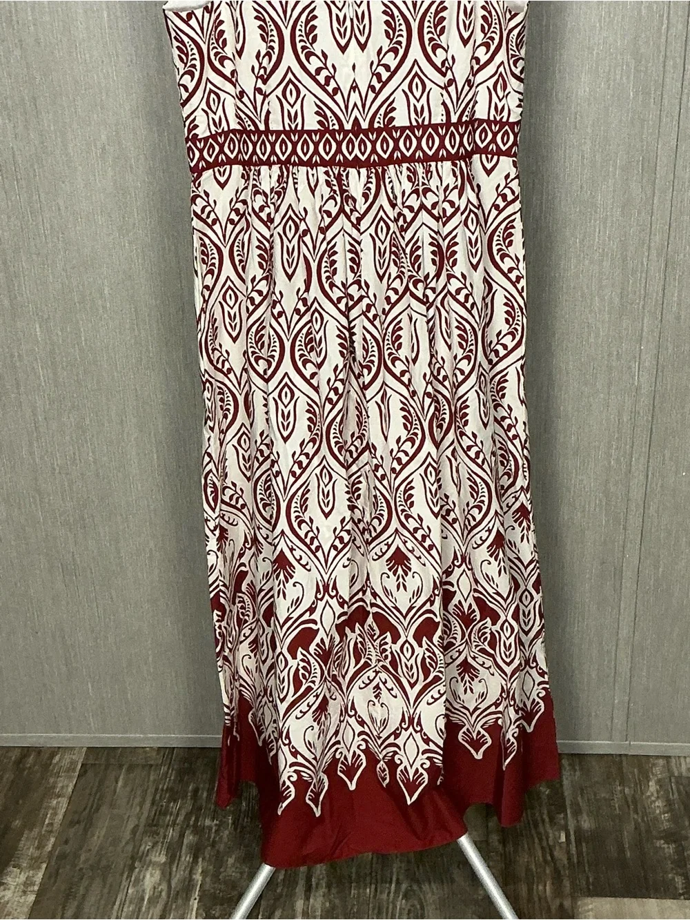 Talbots White and Burgundy Printed Maxi Dress Size 8 - Picture 8 of 12